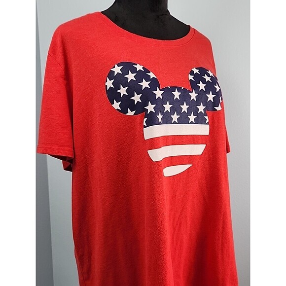Disney Mickey Mouse American Flag Logo Graphic Tee 2X Women’s Plus - Picture 2 of 8
